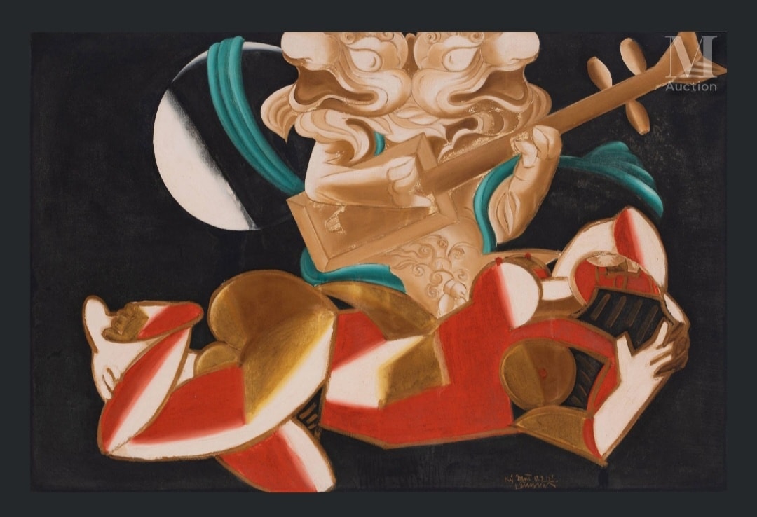 LÊ HUY HOÀ (1932 – 1997) Nghê đánh đàn đáy (Nghê jouant du “đàn đáy”)