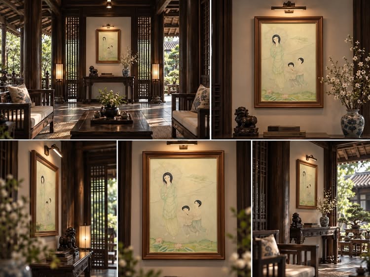 MARA TRAN-LONG – NGƯỜI MẸ CẦM Ô VÀ HAI ĐỨA TRẺ | TRANH LỤA ĐẬM CHẤT Á ĐÔNG MARA TRAN-LONG – NGƯỜI MẸ CẦM Ô VÀ HAI ĐỨA TRẺ | TRANH LỤA ĐẬM CHẤT Á ĐÔNG