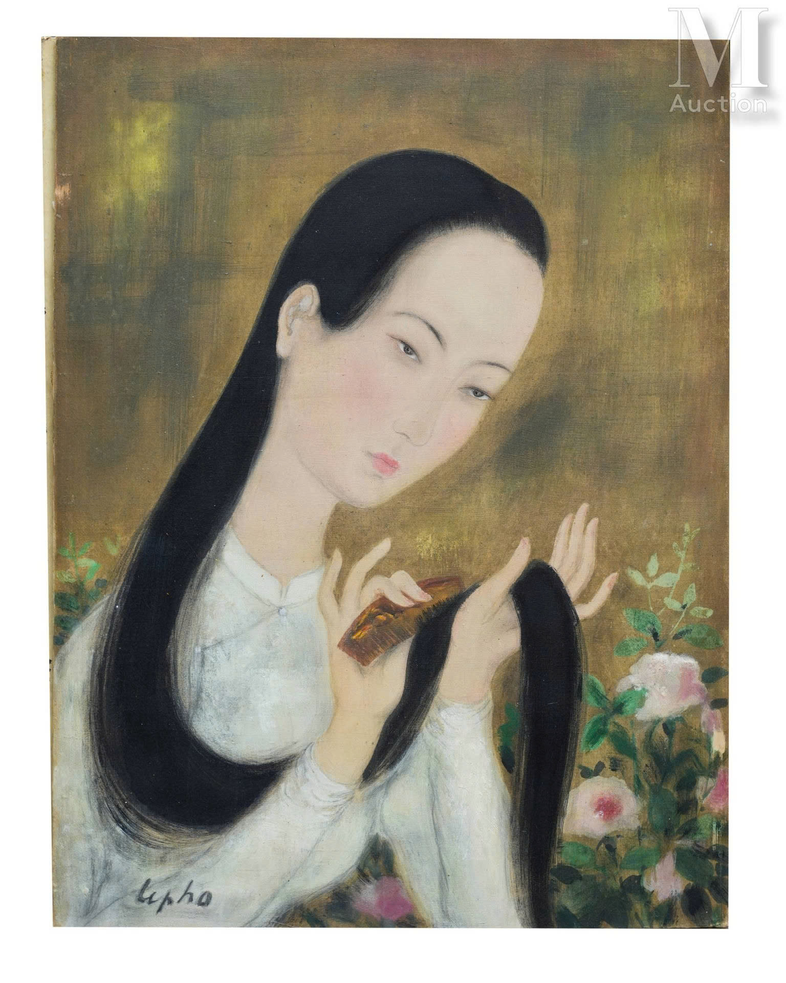 A painting of a person holding a hairAI-generated content may be incorrect.
