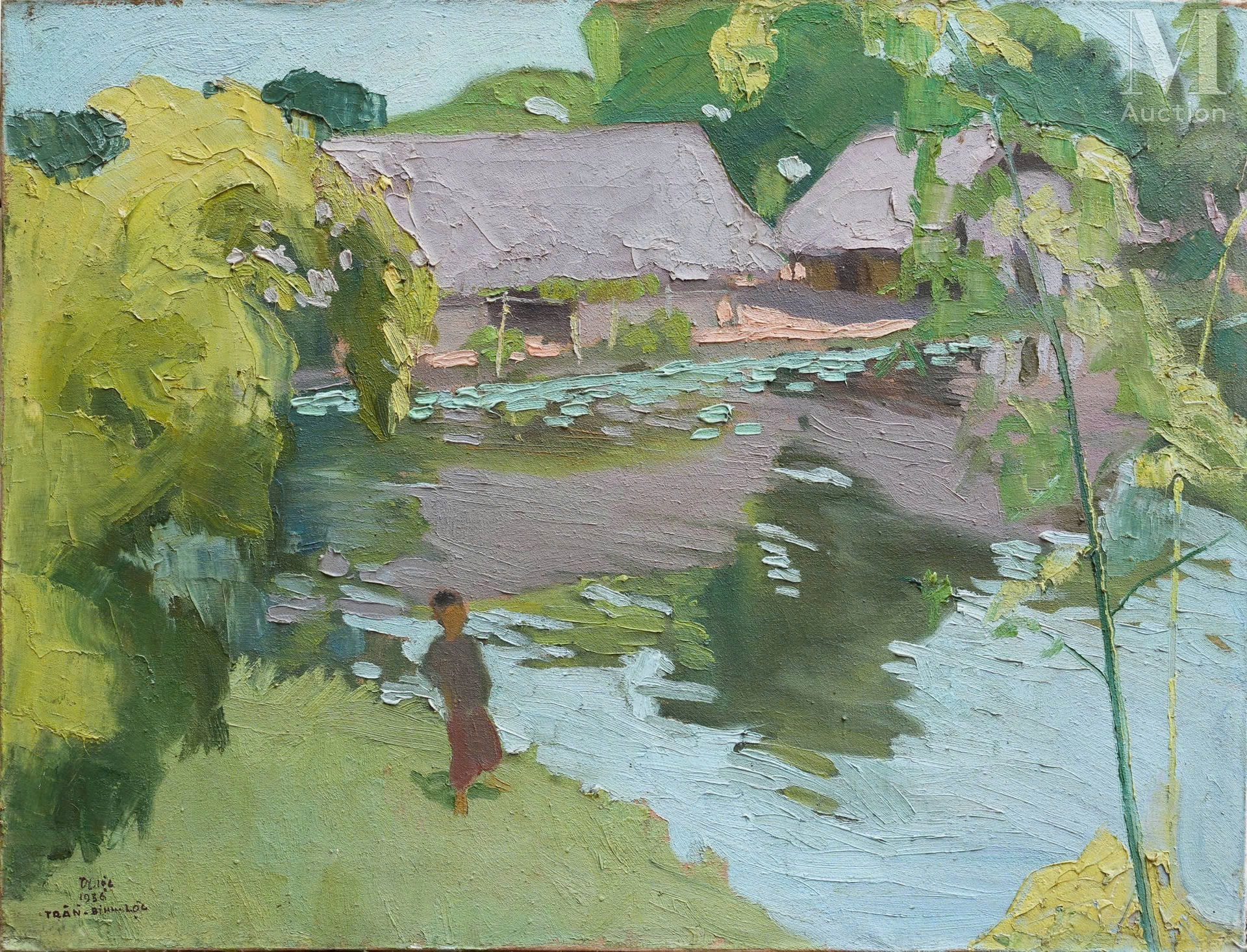 A painting of a person walking by a riverAI-generated content may be incorrect.