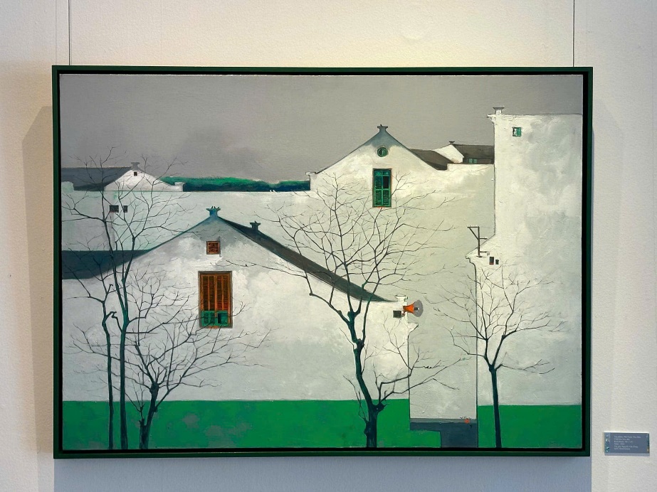 A painting of a white houseDescription automatically generated